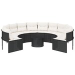 vidaXL Canapé de jardin avec table coussins rond noir résine tressée