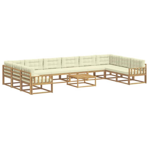 vidaXL Ensemble de canapés d'extérieur 11 Pièces Blanc et crème