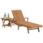 vidaXL Chaise longue avec coussin 2 Pièces Marron Bois de teck massif