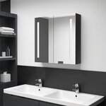 vidaXL Armoire de salle de bain à miroir LED noir brillant 62x14x60 cm