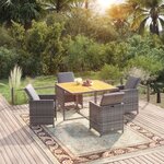 vidaXL Ensemble à manger de jardin coussins 5Pièces Résine tressée Gris
