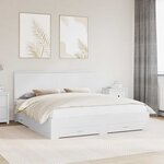 vidaXL Cadre de lit avec tiroir Blanc 200 x 200 cm Bois d'ingénierie