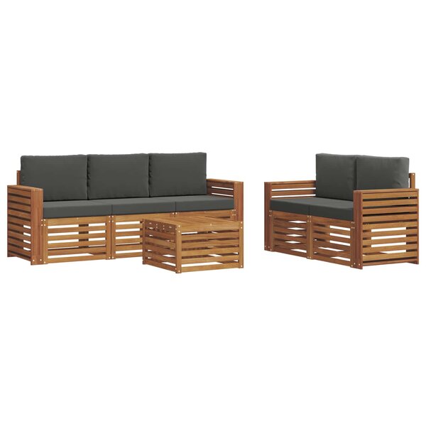 vidaXL Ensemble de canapés d'extérieur 6 pc Naturel et Anthracite