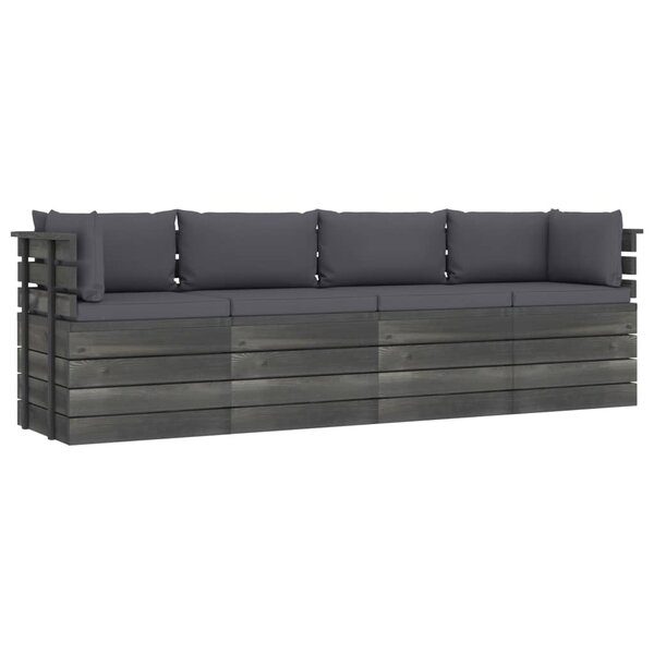 vidaXL Canapé palette de jardin 4 places avec coussins Bois de pin
