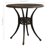 vidaXL Table de jardin Bronze 78x78x72 cm Aluminium coulé