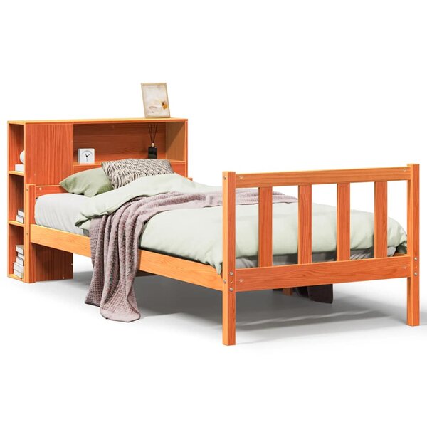 vidaXL Lit bibliothèque sans matelas cire marron 75x190 cm bois massif