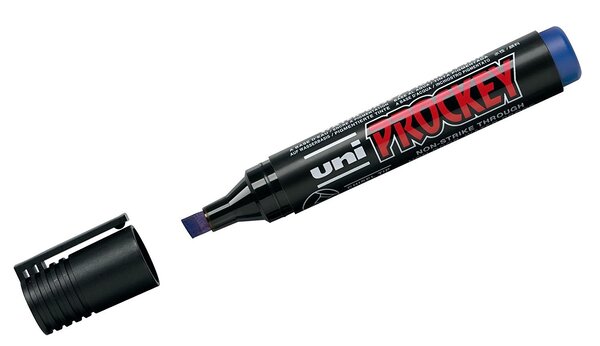 Marqueur PROCKEY PM126 Pointe biseautée large 5,7 mm Bleu x 12 UNI-BALL