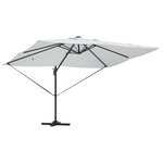 vidaXL Parasol déporté avec LED Sable 352x251x265 cm Aluminium