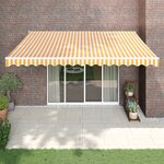 vidaXL Auvent rétractable jaune et blanc 4 5x3 m tissu et aluminium