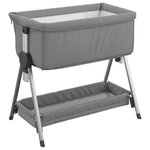 vidaXL Lit pour bébé avec matelas Gris clair Tissu de lin