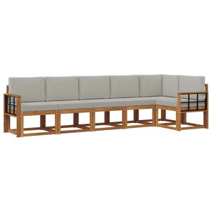 vidaXL Ensemble de canapés d'extérieur 6 pc Naturel et gris clair