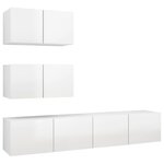 vidaXL Ensemble de meubles TV 4 Pièces Blanc brillant Bois d'ingénierie