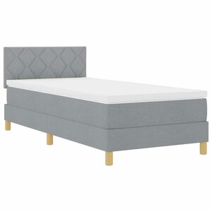 vidaXL Lit boxspring avec matelas Gris clair 90 x 190 cm tissu
