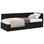 vidaXL Cadre de lit d'angle avec matelas Noir 80 x 200 cm Velours