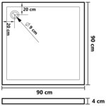 vidaXL Receveur de douche carré ABS Noir 90x90 cm