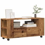 vidaXL Meuble TV avec roulettes vieux bois bois d'ingénierie
