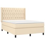 vidaXL Sommier à lattes de lit matelas et LED Crème 140x190 cm Tissu