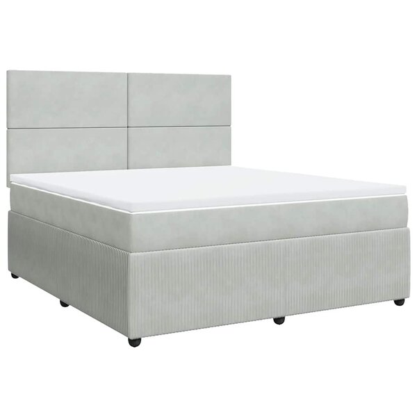 vidaXL Sommier à lattes de lit et matelas Gris clair 180x200cm Velours