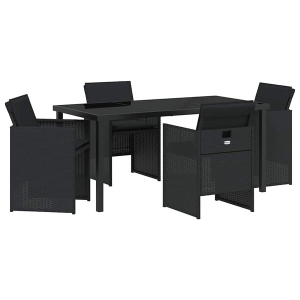 vidaXL Ensemble de salle à manger pour jardin 5 Pièces Noir polyrotin