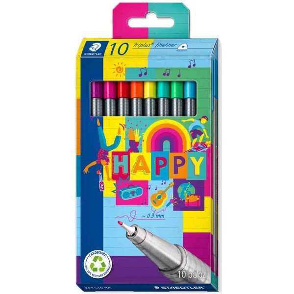 Fineliner triplus HAPPY  étui de 10 STAEDTLER