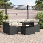 vidaXL Ensemble de canapé de jardin 7 Pièces Noir Poly rotin