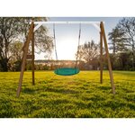 AXI Portique en Bois Marron Blanc avec Balancoire siege Nid Rond