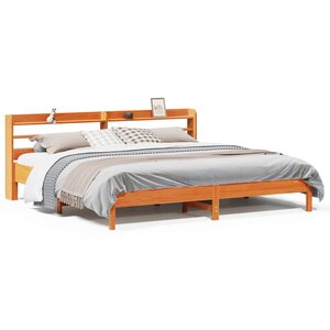 vidaXL Cadre de lit sans matelas cire marron 200x200cm bois pin massif