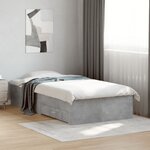 vidaXL Cadre de lit avec tiroirs sans matelas gris béton 90x200 cm