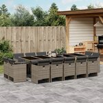 vidaXL Ensemble à manger de jardin 15 Pièces coussins gris résine tressée