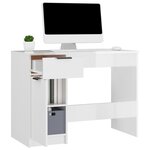 vidaXL Bureau Blanc brillant 100x50x75 cm Bois d'ingénierie