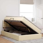 vidaXL Lit de rangement LED avec matelas Crème 120 x 190 cm Tissu