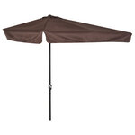 Demi parasol - parasol de balcon 5 entretoises métal dim. 2 3L x 1 3l x 2 49H m polyester haute densité chocolat
