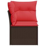 vidaXL Canapé d'angle de jardin avec coussins en résine tressée marron