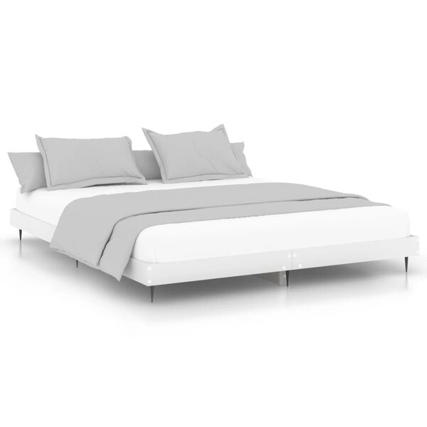 vidaXL Cadre de lit blanc 200x200 cm bois d'ingénierie