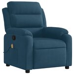 vidaXL Fauteuil inclinable de massage bleu velours