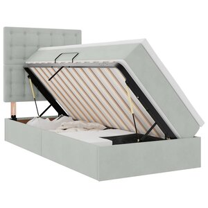 vidaXL Lit de rangement LED avec matelas Gris clair 90 x 200 cm
