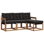 vidaXL Ensemble de canapés d'extérieur 4 pc Naturel et Noir