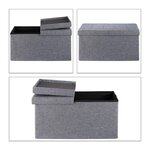 Banquette avec espace de rangement pliable rembourré couvercle rabattable gris 13_0000373