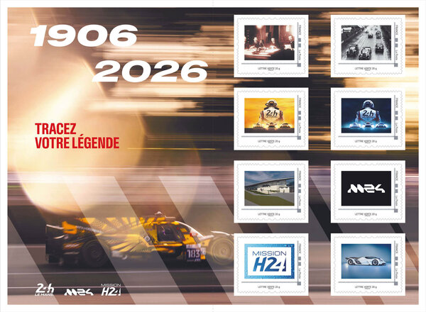 Collector 8 timbres - 120 ans des 24h du Mans (1906-2026) - Lettre Verte