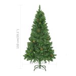 vidaXL Arbre de Noël artificiel pré-éclairé pommes de pin vert 150 cm