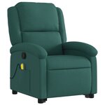 vidaXL Fauteuil inclinable de massage Vert foncé Tissu