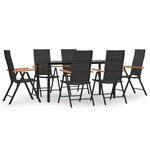 vidaXL Ensemble à manger de jardin 7 Pièces Noir et marron Résine tressée