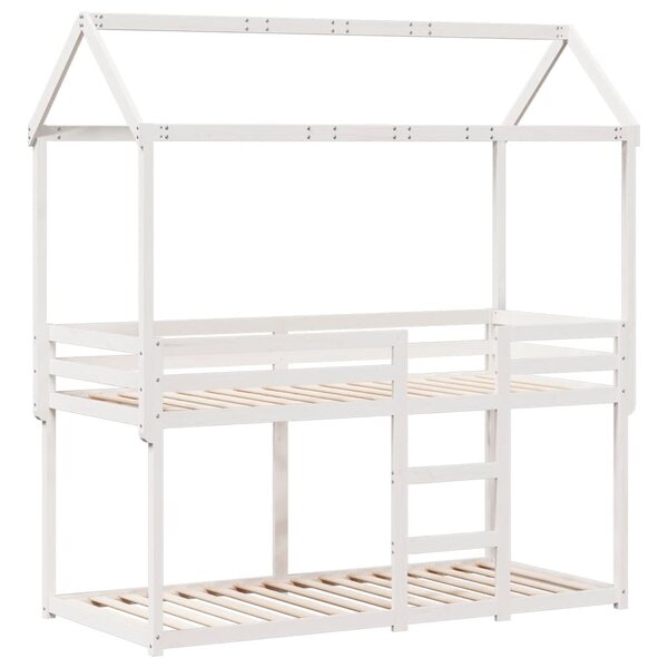 vidaXL Lit superposé avec toit blanc 90x200 cm bois de pin massif