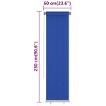 vidaXL Store roulant d'extérieur 60x230 cm Bleu PEHD