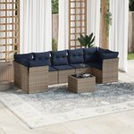 vidaXL Salon de jardin 8 Pièces avec coussins gris résine tressée