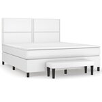 vidaXL Sommier à lattes de lit avec matelas Blanc 180x200cm Similicuir