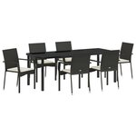 vidaXL Ensemble de Salle à Manger de Jardin avec coussin 7 Pièces Noir