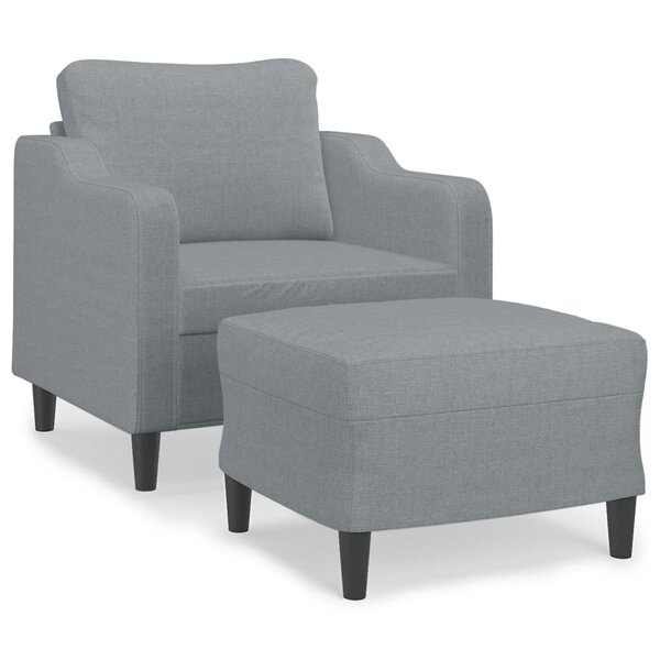 vidaXL Fauteuil avec repose-pied Gris clair 60 cm Tissu