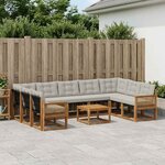 vidaXL Ensemble de canapés d'extérieur 10 Pièces Naturel et gris clair