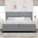 vidaXL Lit à ressorts avec matelas Gris clair 200 x 200 cm tissu